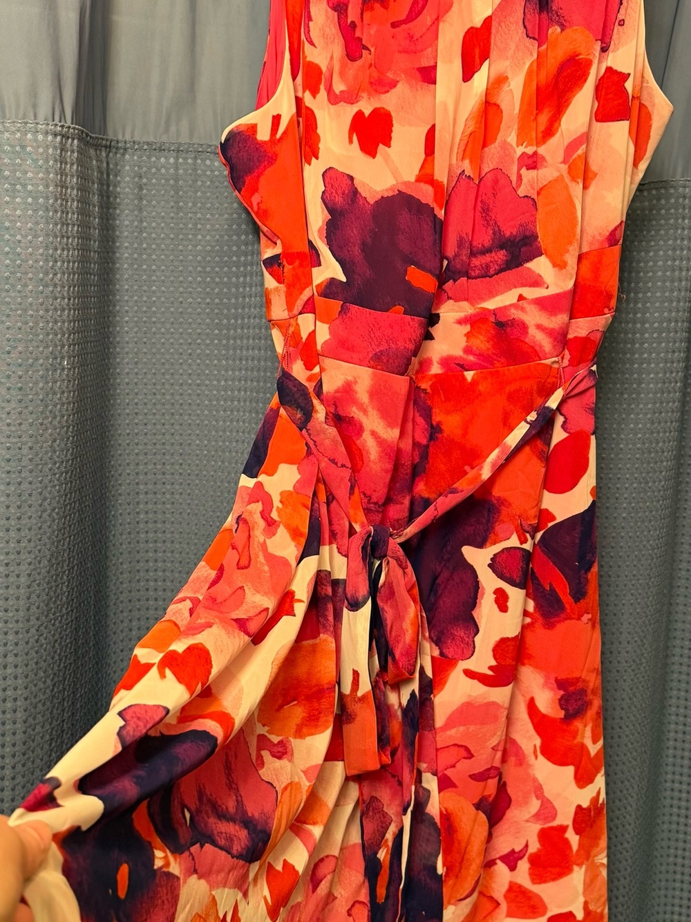 Jessica Howard Sleeveless Midi Dress in Red, Pink & Purple Watercolor Floral